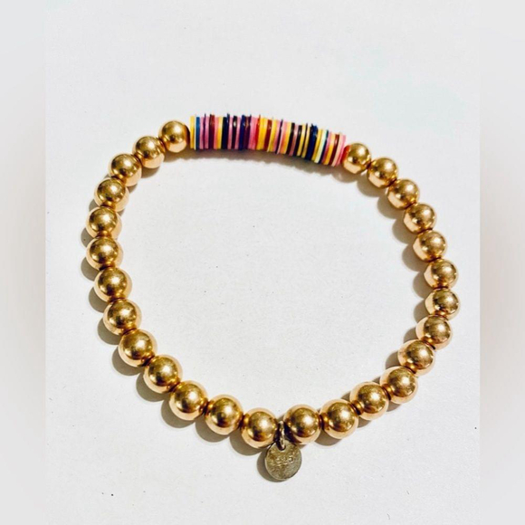 Gold Bead Bracelet with Colored Discs - Picture 4 of 4